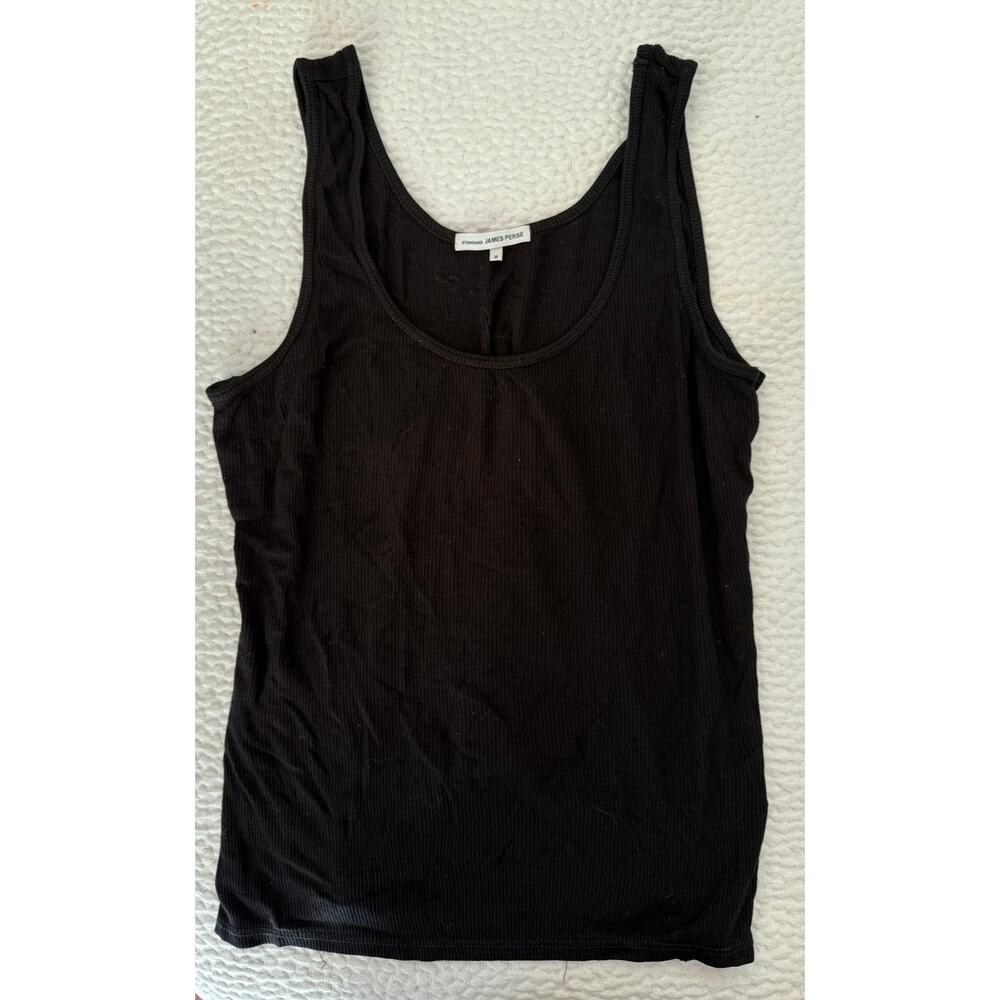 James Perse Standard Ribbed Tank Top Black Size 2